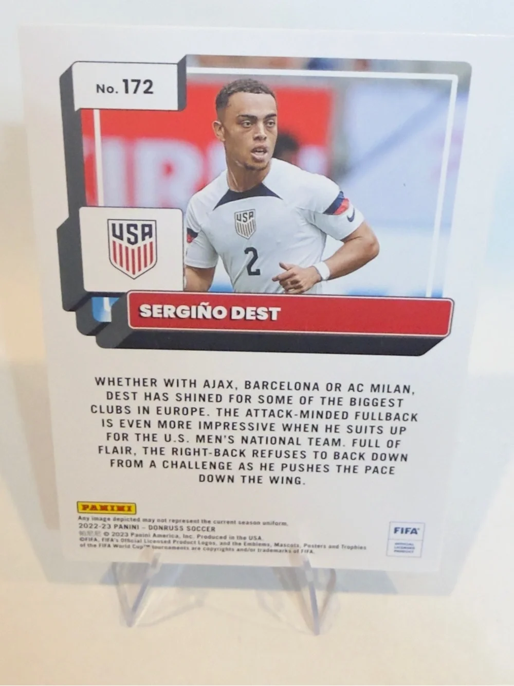2022/23 Panini Donruss Soccer Card # 172 Sergiño Dest - USA - Picture 2 of 2